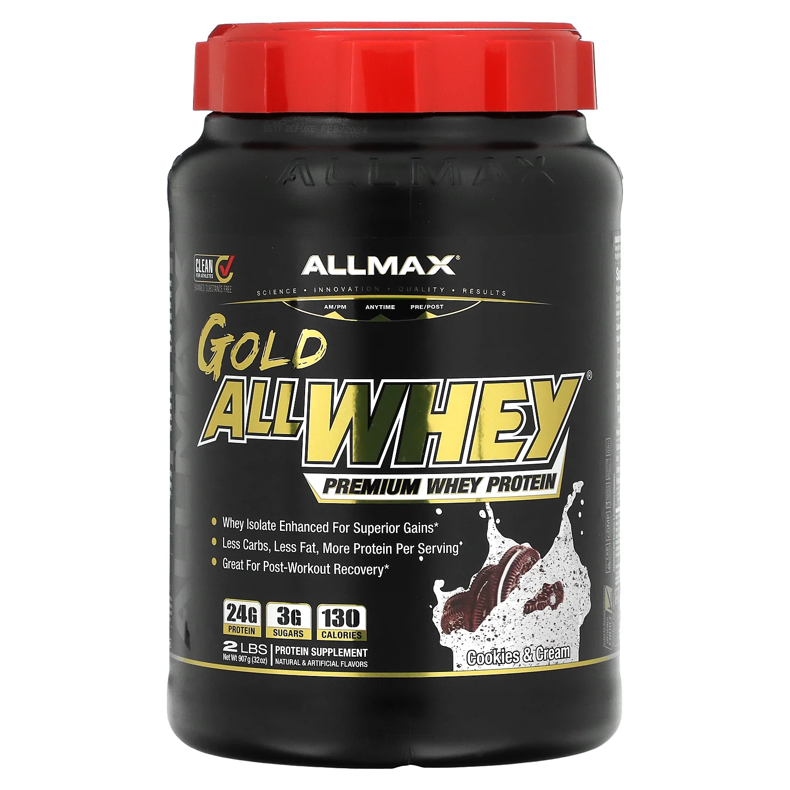 AllMax Nutrition - AllWhey Gold Premium Isolate/Whey Protein Blend Cookies & Cream - 2 lbs.