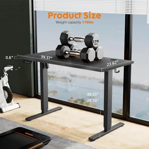 YZboomLife Electric Height Adjustable Standing Desk Sit to Stand Ergonomic Computer Desk(Black  55'' x 24" x 48''(L* W* H))
