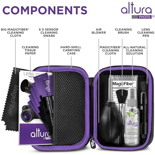 Altura Photo Professional Camera Cleaning Kit for Full Frame DSLR & Mirrorless Cameras - Lens and Sensor Cleaner - Includes Case, Spray, Swabs, Blower, Brush, Tissue Paper