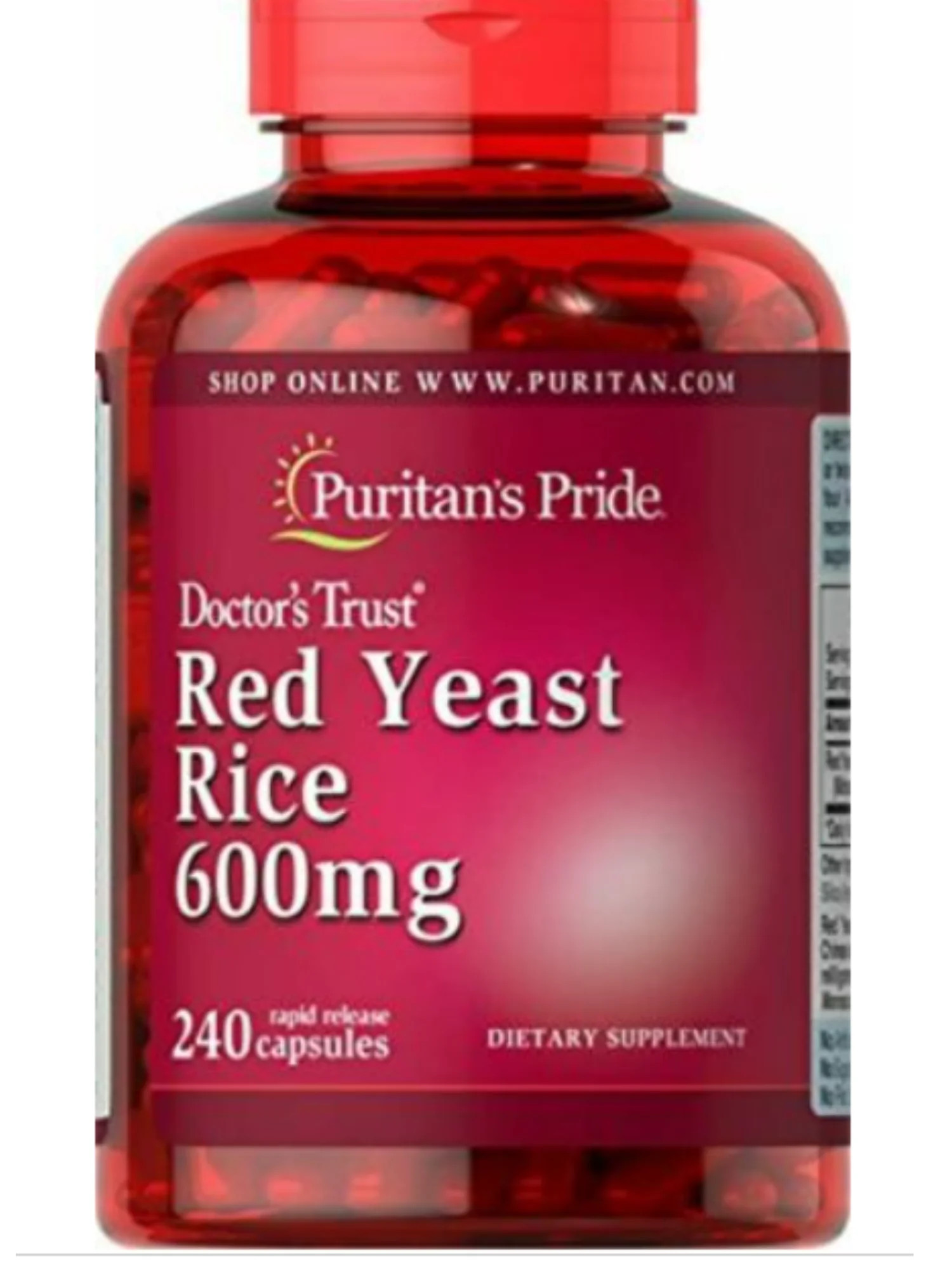 Puritan's Pride Red Yeast Rice 600 mg, 240 Count, Pack of 2
