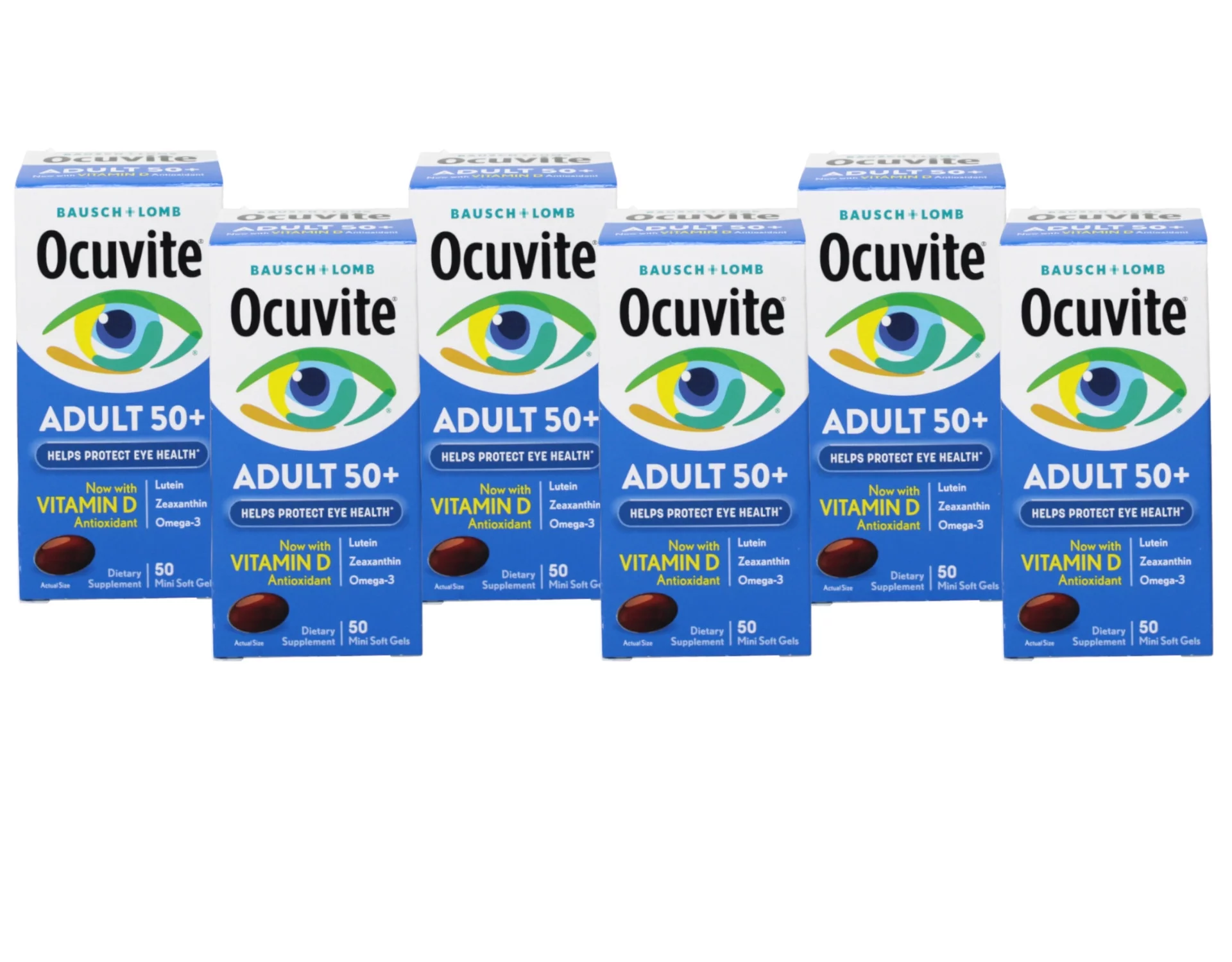 Bausch & Lomb Ocuvite Adult 50+ Eye Vitamin & Mineral Softgels 50 ea (Pack of 6)