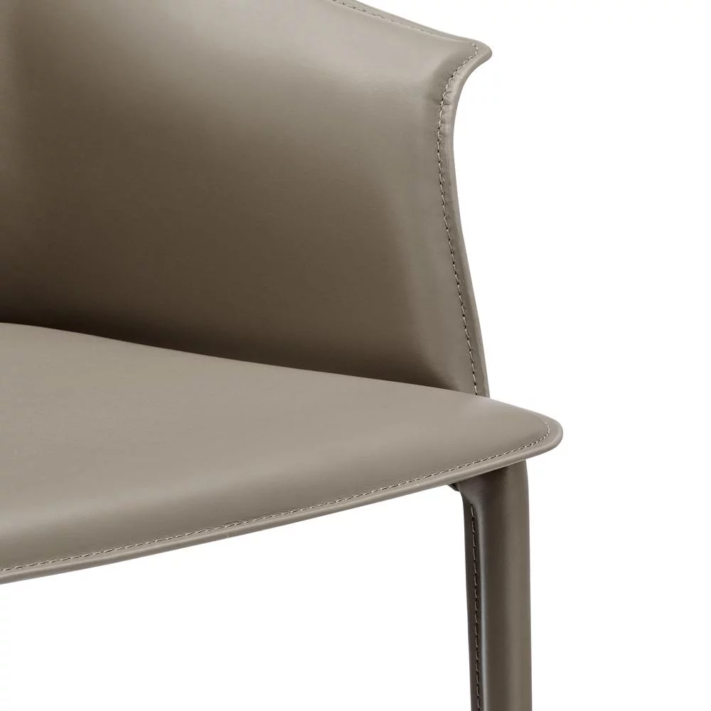 New Pacific Direct Callie Recycled Leather Dining Arm Chair in Light Mocha