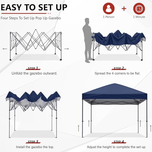 ABCCANOPY Pop Up Canopy - Outdoor Patio Portable Canopy Tent Heavy Duty for Backyard and Deck with 4 Sandbags(White, 10x10)