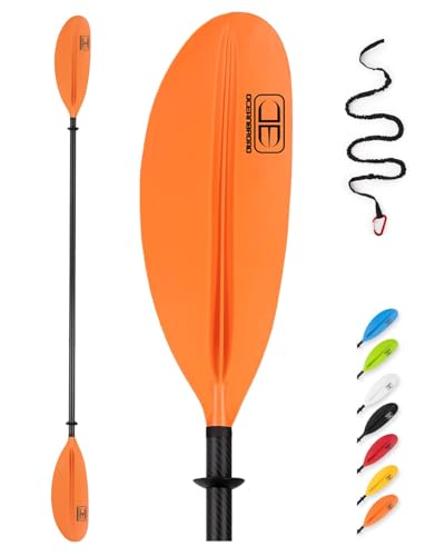 OCEANBROAD Carbon Fiber Kayak Paddle 90.5in/230cm, 86in/218cm for Adults Kayaking Boating Canoeing Oar with Paddle Leash