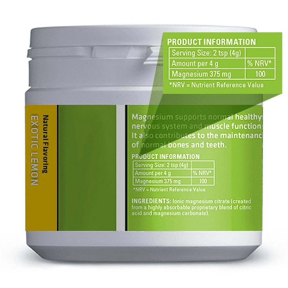 ITL Health Mag365 Natural Exotic Lemon Flavor Magnesium Powder for Adult | Combining Magnesium Carbonate with Citric Acid | Unique and Bioavailable Formula | 300g