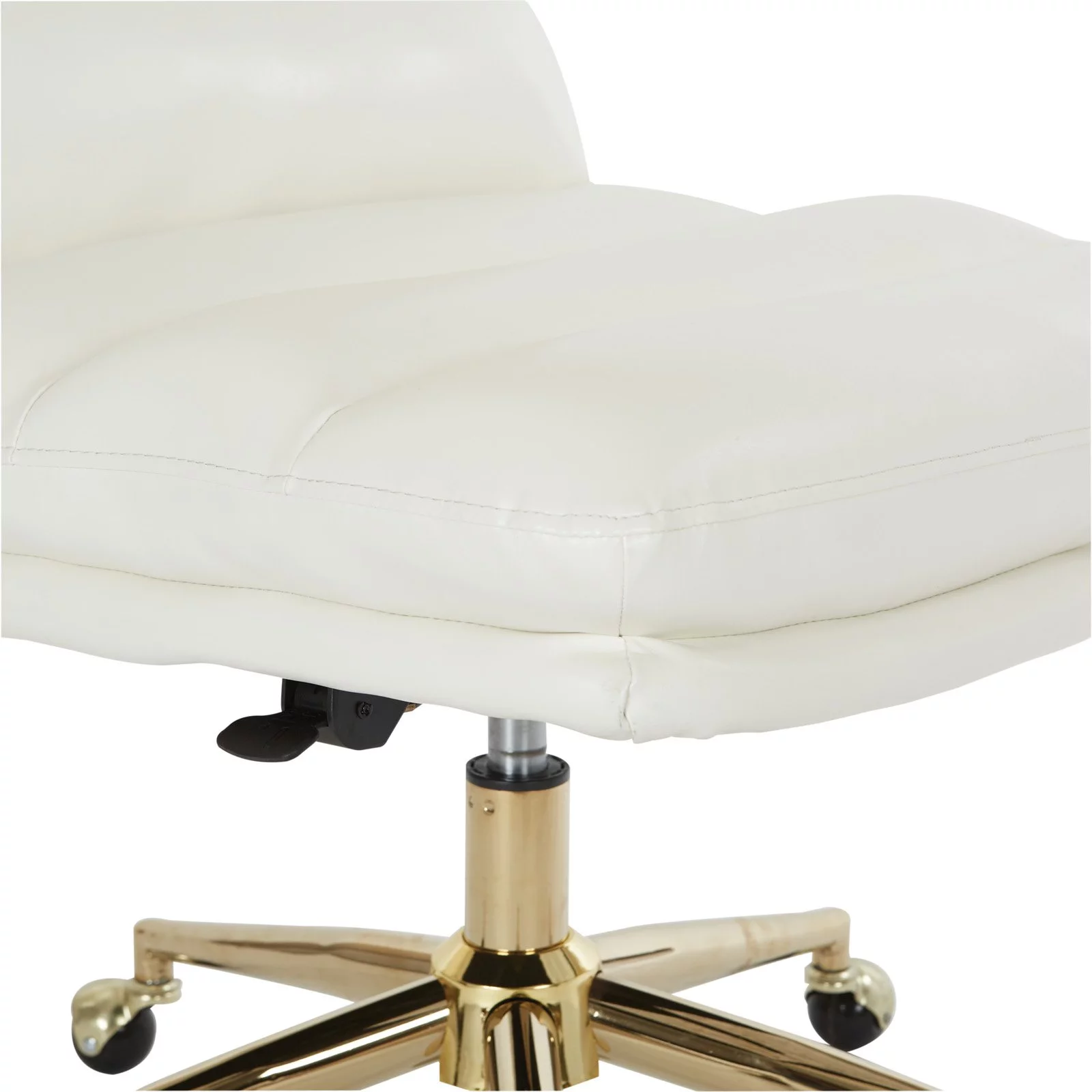 OSP Home Furnishings Legacy Office Chair in Deluxe White Faux Leather with Gold Base