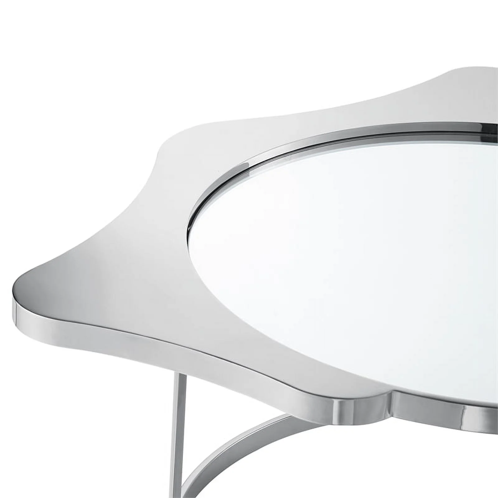 Inspired Home  16.5 x 31.5 x 35.8 in. Posh Living Lamiyah Coffee Table with Mirrored Top, Chrome