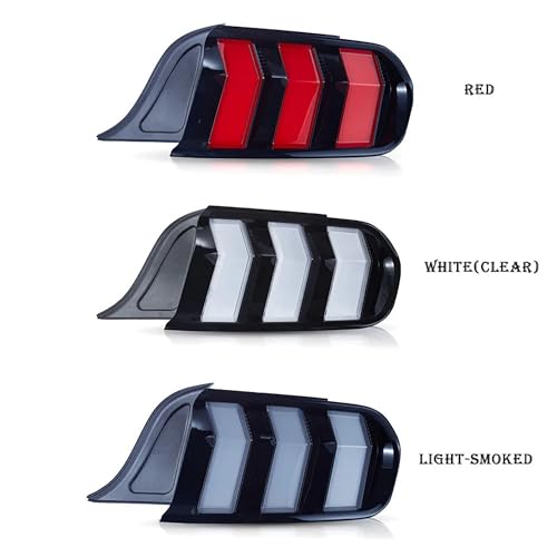 VLAND LED Rear Lights Compatible with Mustang 2015-2023 w/Sequential Turn Signal (5-Modes Switchable Lighting), Clear Lens Taillight Assembly, Passenger&Driver Sides (Clear)