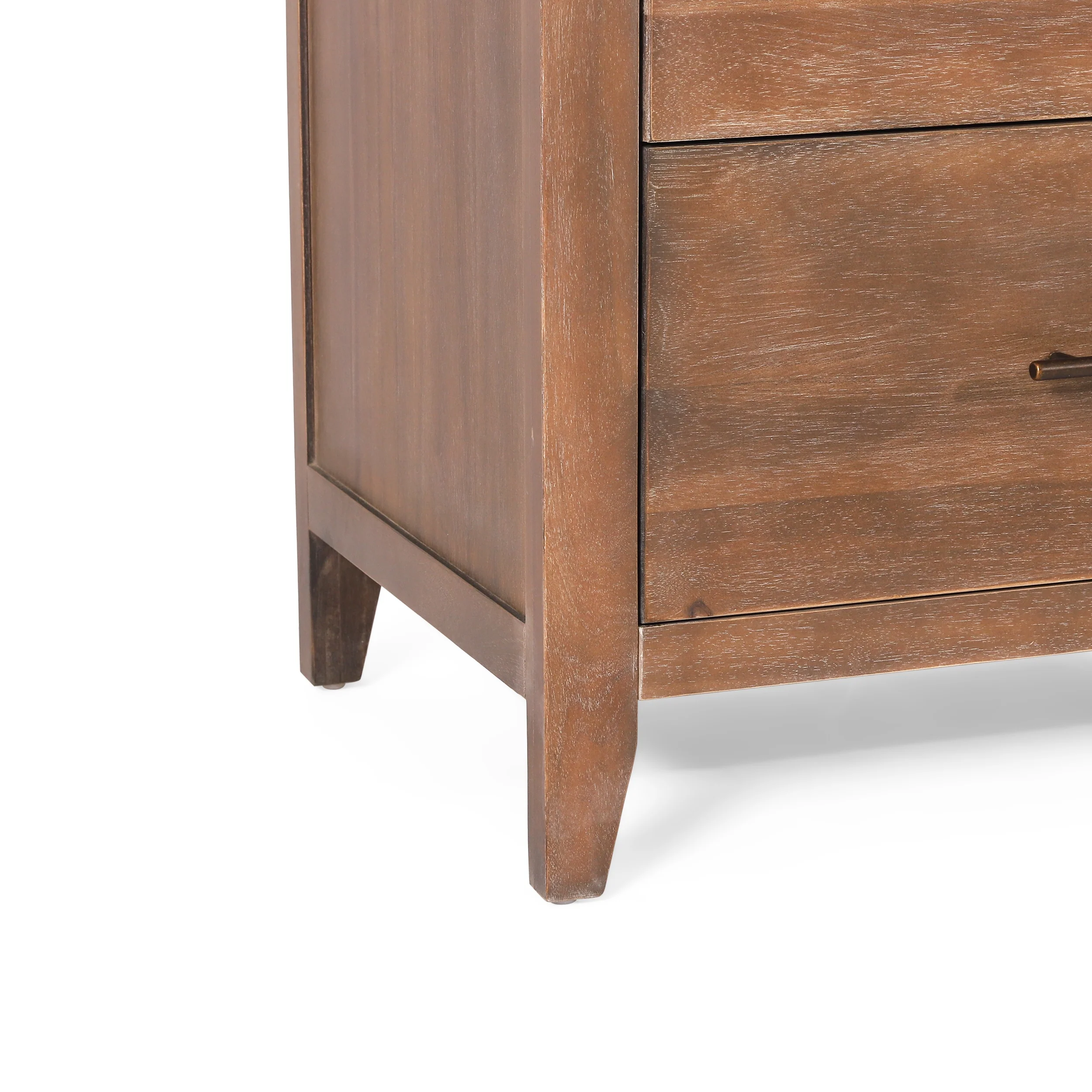 GDF Studio OkiOki Coastal Acacia Wood 5 Drawer Dresser, Light Brown Glaze