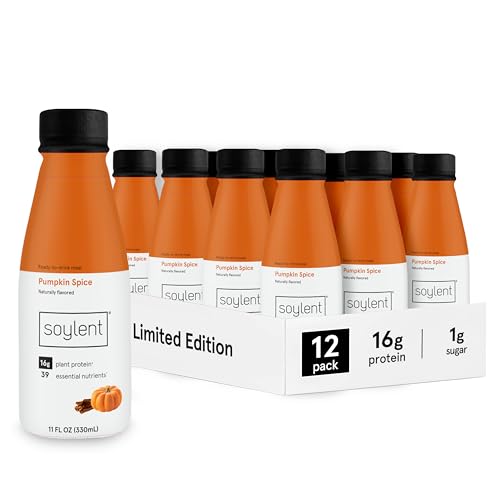 Soylent Complete Meal Replacement Shake, Gingerbread, 16g Complete Protein, Ready-to-Drink Plant Based Protein Drink, 1g Sugar, 11oz (12 Pack)