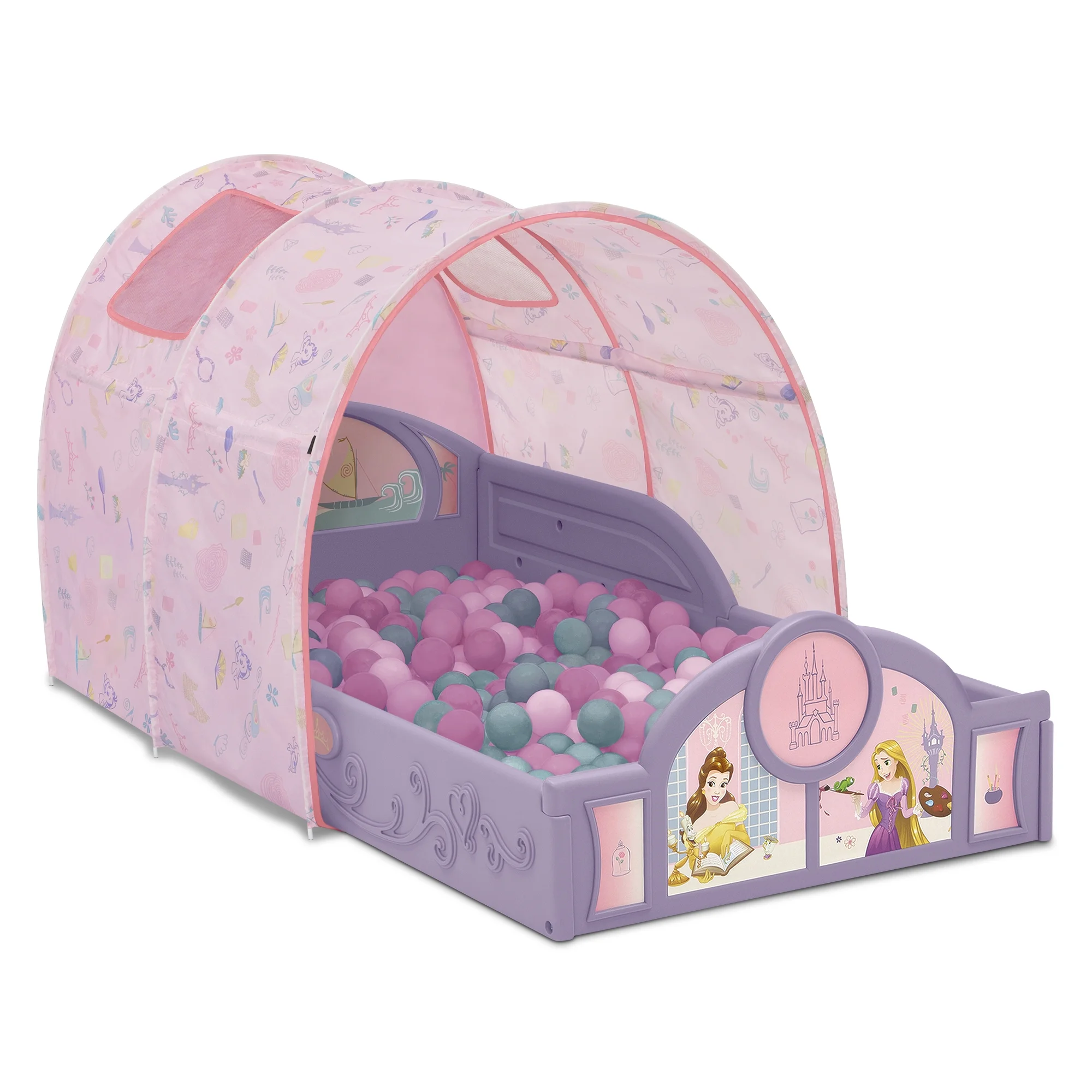 Disney Princess Sleep and Play Toddler Bed with Tent by Delta Children, Purple/Pink