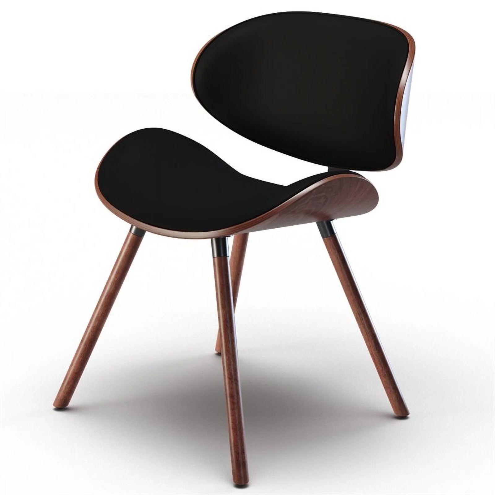 Pemberly Row Mid-Century Modern Faux Leather Dining Chair in Black