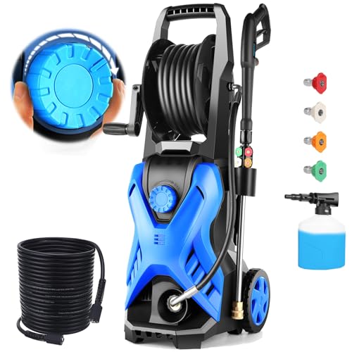 5000 PSI Adjustable Pressure Washer 2.8GPM Electric Power Washer with 33ft Pressure hose, 4 Nozzle and Foam Cannon, Powerwashers for home, Cars, Pressure Setting Range (2500PSI-4500PSI)Green