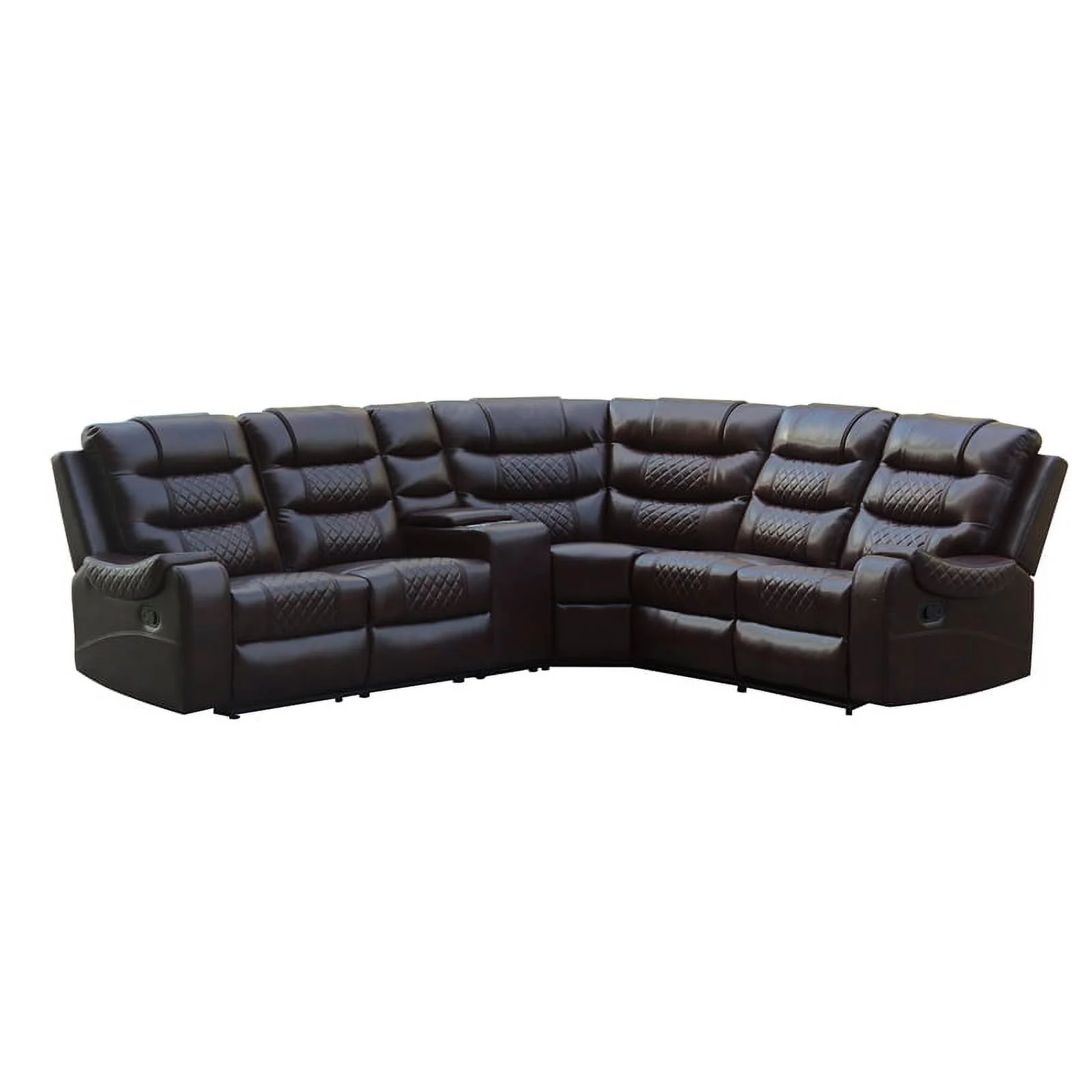 Mirabell 5-piece Faux Leather Reclining Sectional with console in Brown