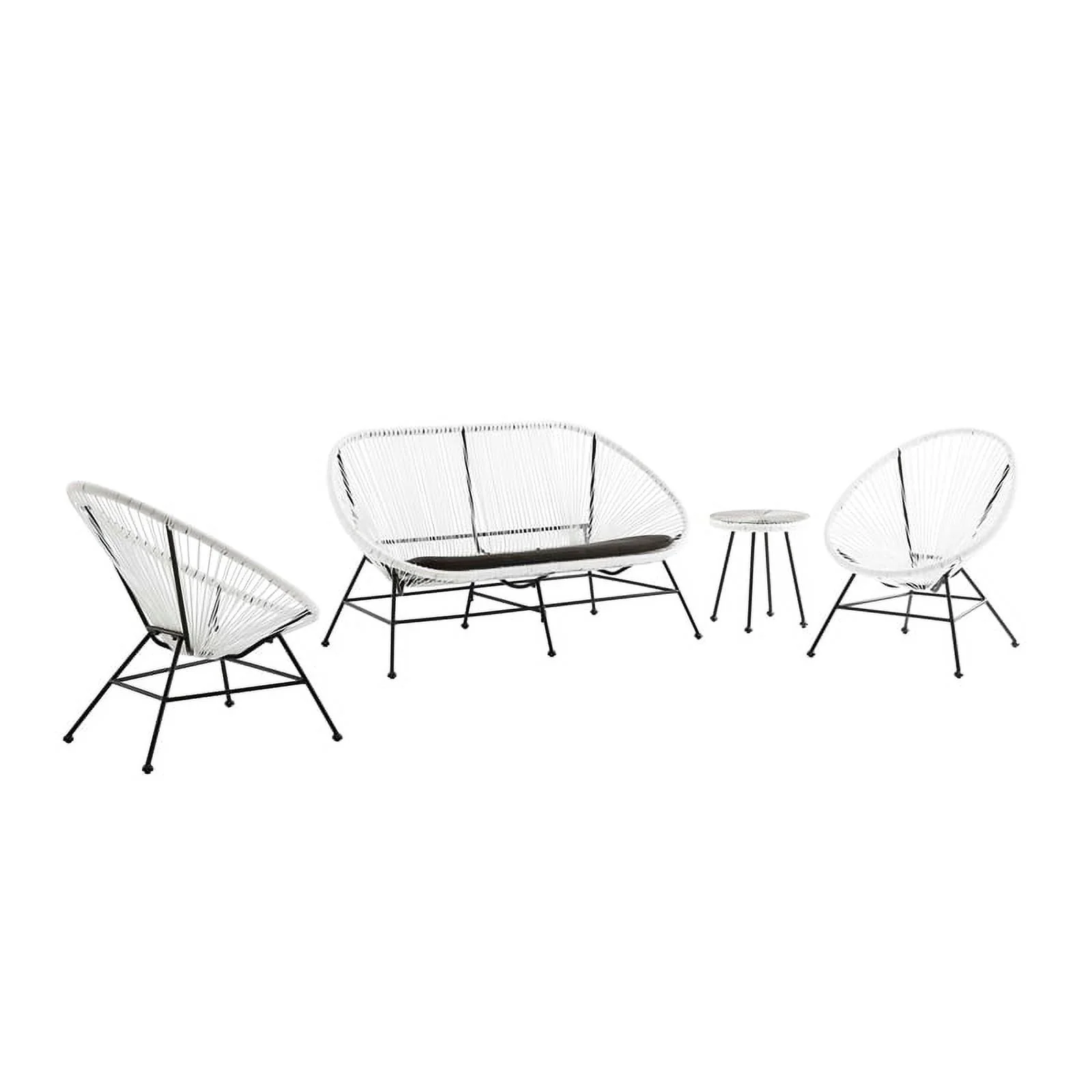 Home Square 3-Piece Set with 2 Single Chairs and Loveseat in White