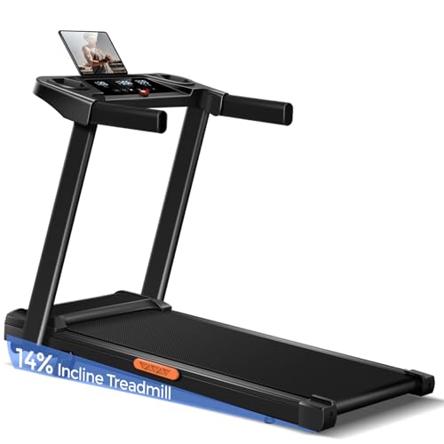 3-in-1 Treadmill with 14% Incline, Portable Treadmills for Home with Handle, Foldable Treadmills with 300 Lbs Weight Capacity, 3.0HP Quiet Walking Pad Treadmill, Three Touch Screen