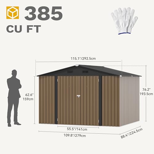 DWVO 6x4ft Storage Shed for Outdoors, Metal Sturdy Weatherproof Tool Locker with Secure Door and Ventilation for Equipment, Mowers, Bikes, Outdoor Spaces, Dark Gray