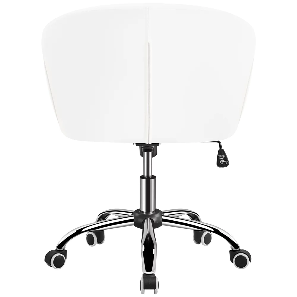 Yaheetech Swivel Rolling Desk Chair Makeup Vanity Chair with Armrests, White