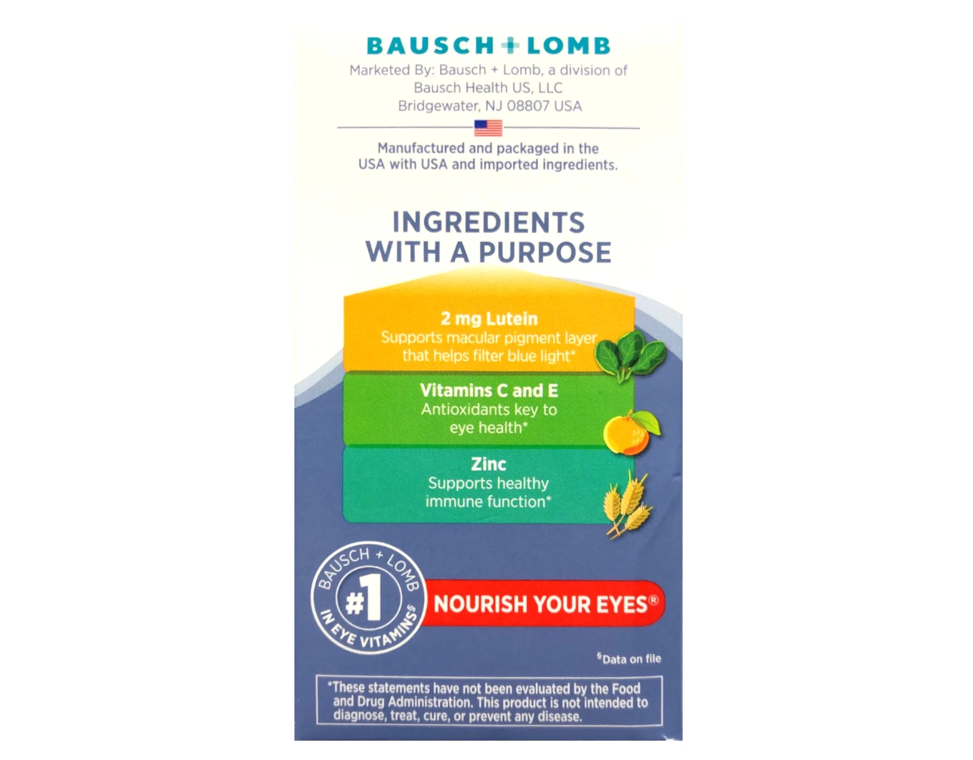 Bausch + Lomb Ocuvite Vitamin & Mineral Supplement Tablets with Lutein, 120 Count Bottle (Pack of 2)