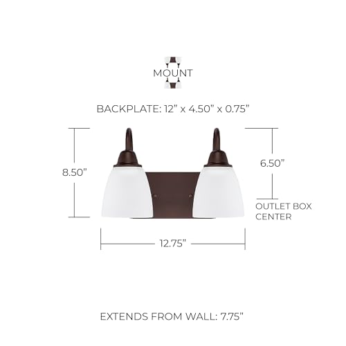 HomePlace Lighting 115141BZ-337 Trenton Traditional Acid Washed Glass Bathroom Vanity Wall Light, 4-Light 400 Total Watts, 9
