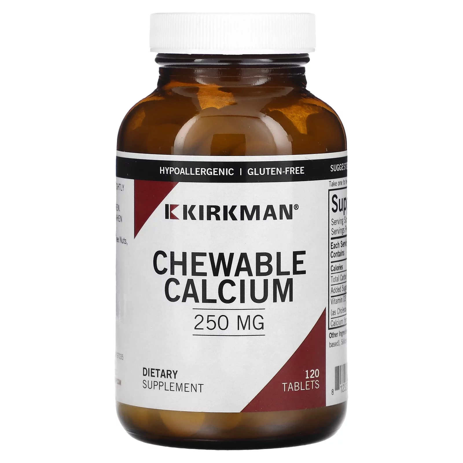 Kirkman Labs Calcium Chewable, 250 mg, 120 Tablets