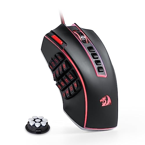 Redragon M908 Impact RGB LED MMO Gaming Mouse with 12 Side Buttons, Optical Wired Ergonomic Mouse with Max 12,400DPI, High Precision, 18 Programmable Macro Shortcuts, Comfort Grip