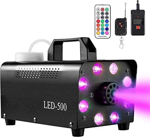 Fog Machine with 8 LED Lights,Smoke Machine with 13 Colorful LED Lights Effect,500W and 2000CFM Fog with Remote Control,Indoor, Perfect for Halloween, Party,Weddingand Stage Effect