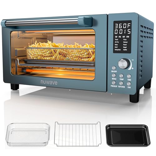 Nuwave Bravo Pro Smart 21QT Toaster Oven Air Fryer Combo, Convection Oven Countertop, 10 functions all in 1, with even & quick crisp technology, 50-450°F, 1800W, Mint Green