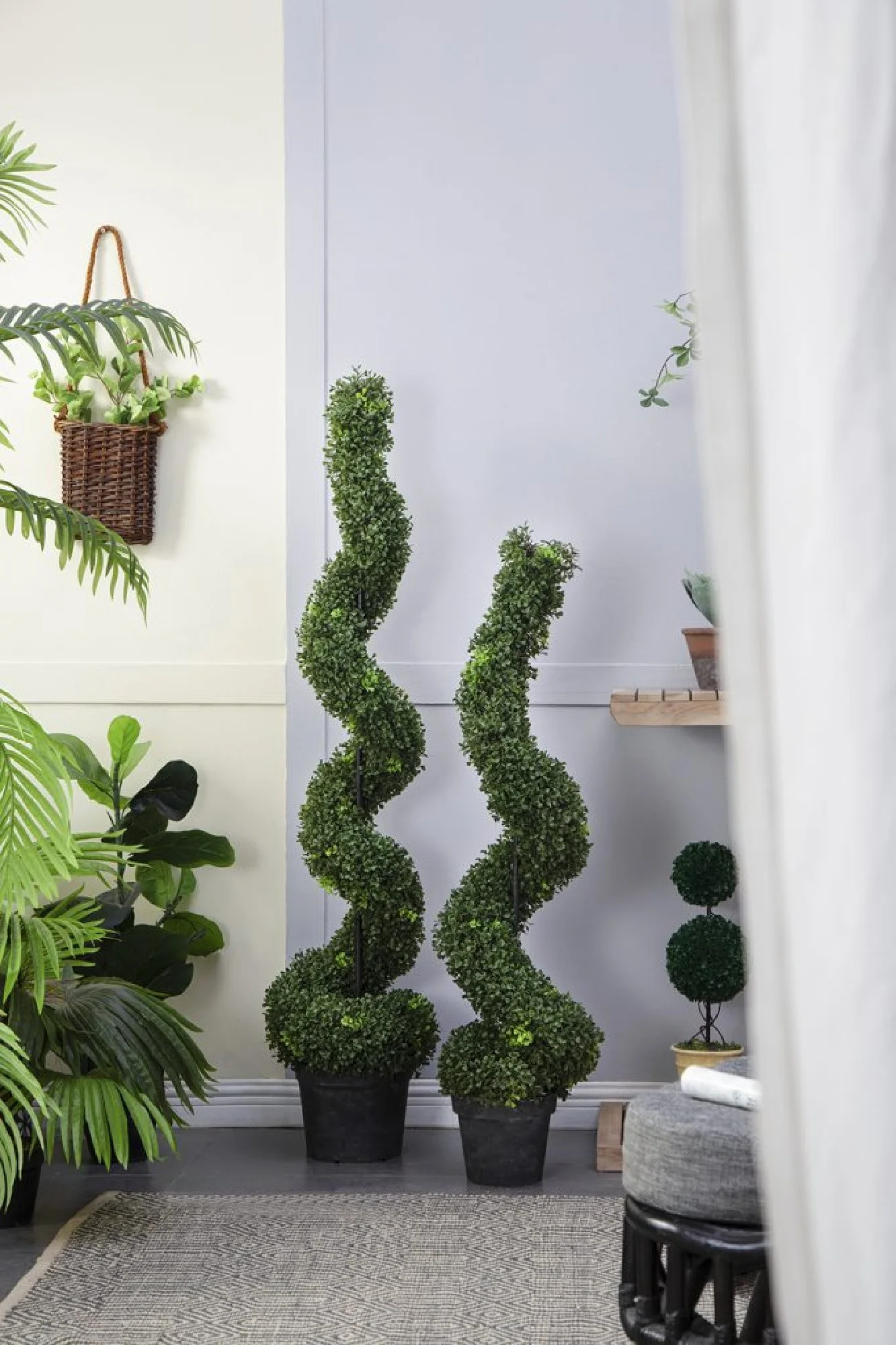 CC Home Furnishings Potted Spiral Boxwood Topiary Artificial Tree - 5'