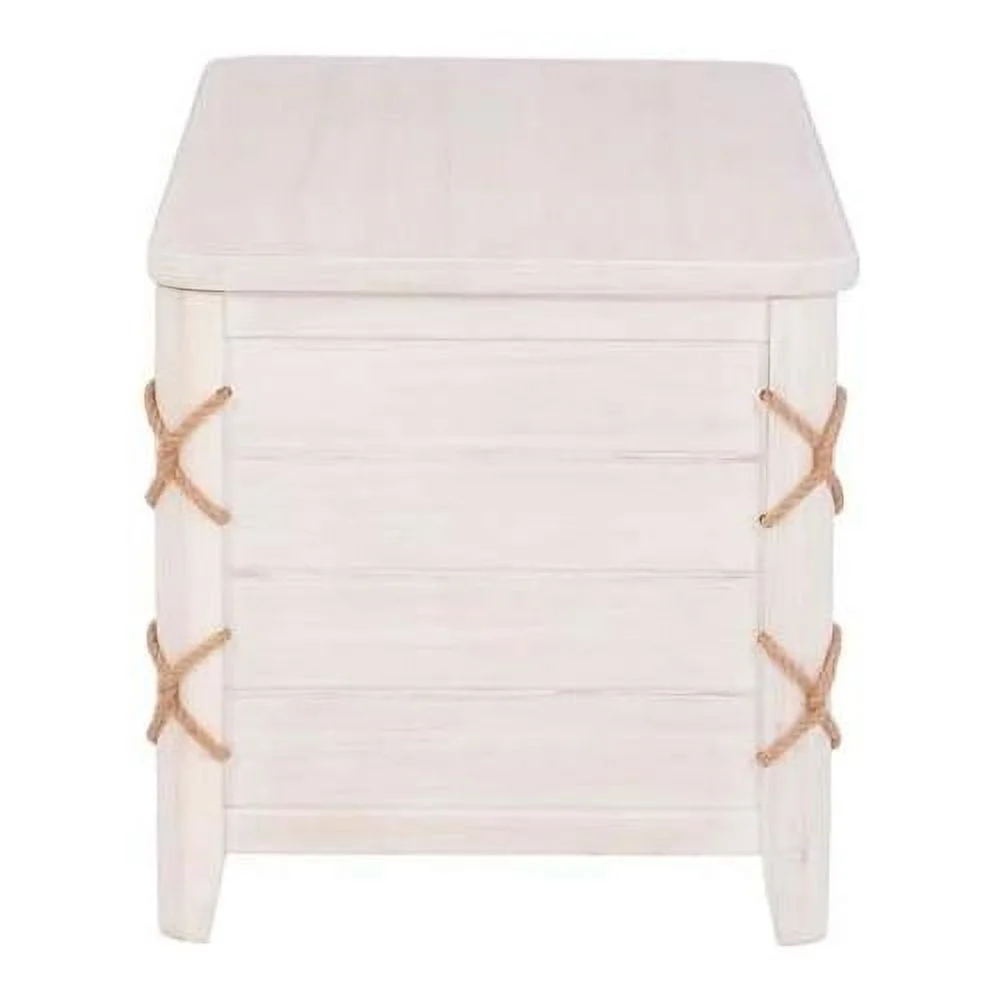 Modern Wood Rope Cedar Lined Storage Chest In White