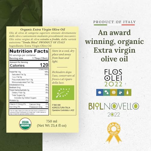 Frantoi Cutrera Primo Cold Extracted Italian Extra Virgin Olive Oil Cold Pressed, Polyphenol Rich Olive Oil, Authentic Certified DOP Sicilian EVOO Imported From Italy, 25.4 fl oz (Pack of 2)