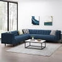 GDF Studio Konnor Contemporary Fabric 7 Seater Sectional Sofa, Navy Blue and Dark Brown