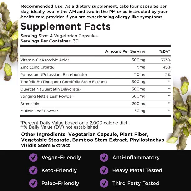 Livingood Daily Allergen Support, 120 Capsules - Natural Allergy Relief - Immune Support Supplement