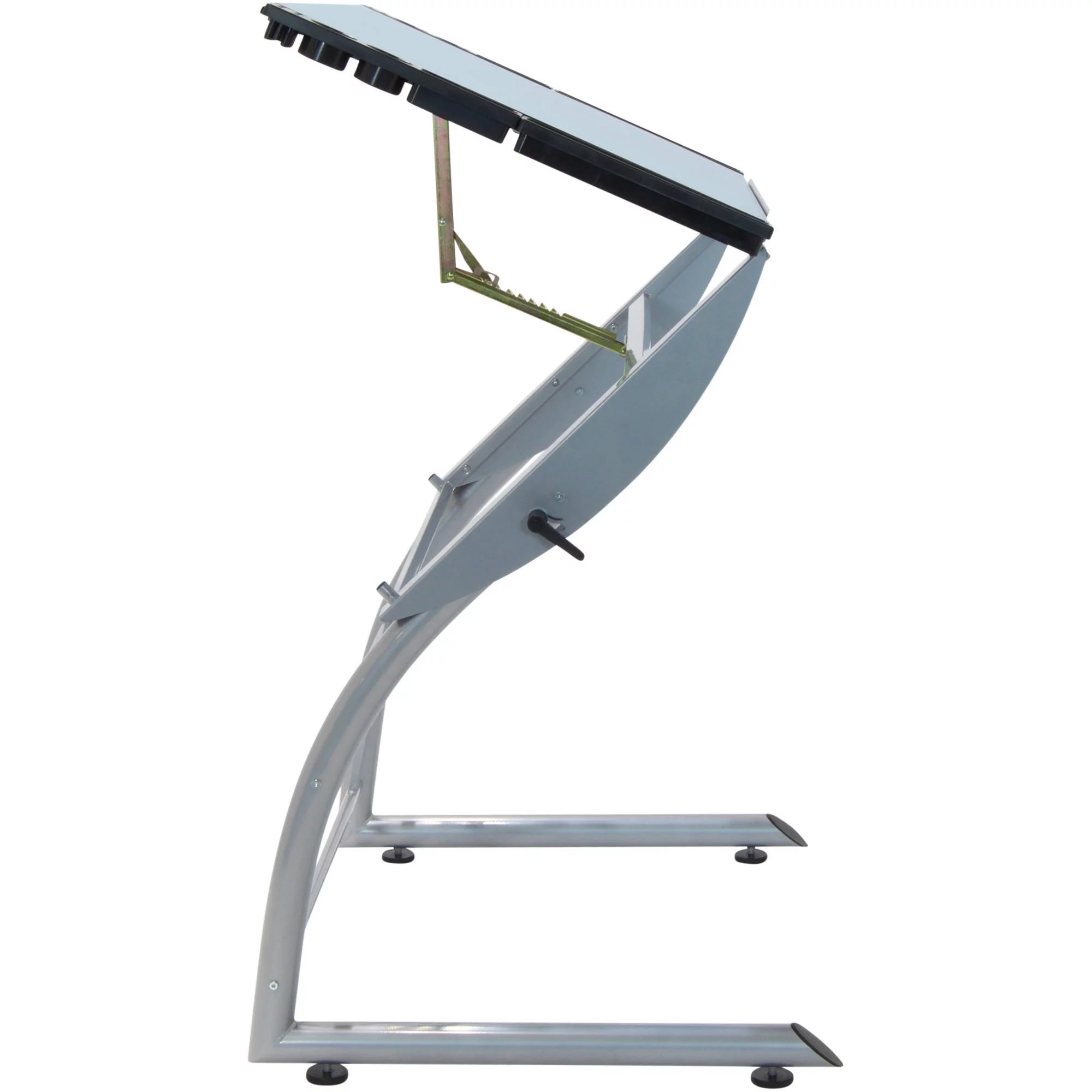 Studio Designs Triflex Adjustable Glass Top Crafting Table, Silver