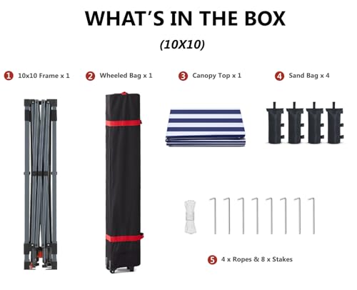 ABCCANOPY Pop Up Canopy - Outdoor Patio Portable Canopy Tent Heavy Duty for Backyard and Deck with 4 Sandbags(White, 10x10)