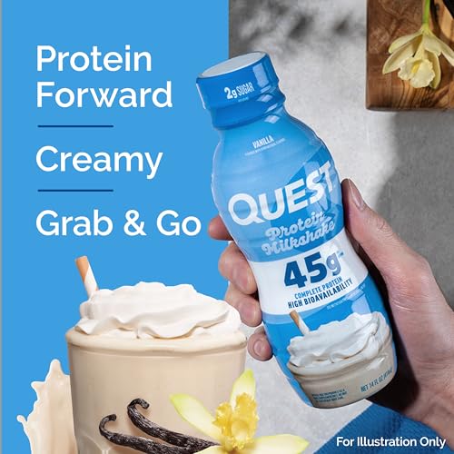 Quest Nutrition Chocolate Protein Shake, 45g Protein, 2g Sugar, 4g Net Carbs, Ready to Drink, Gluten Free, 12 Count