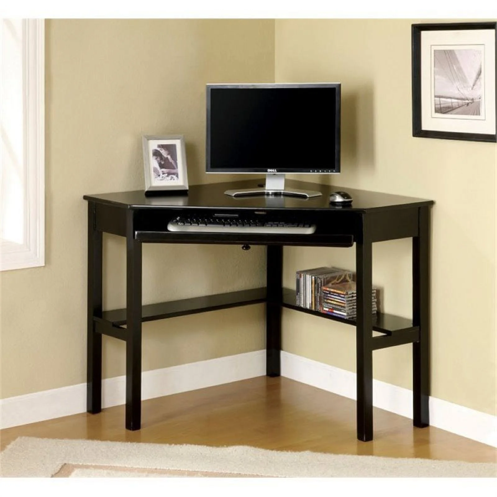 Scranton & Co Modern Corner Computer Desk in Black