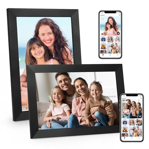 Digital Photo Frame 10.1 Inch WiFi Digital Picture Frame IPS HD Touch Screen Smart Cloud Photo Frame with 32GB Storage, Auto-Rotate, Easy Setup to Share Photos or Videos Remotely via AiMOR APP (Black)