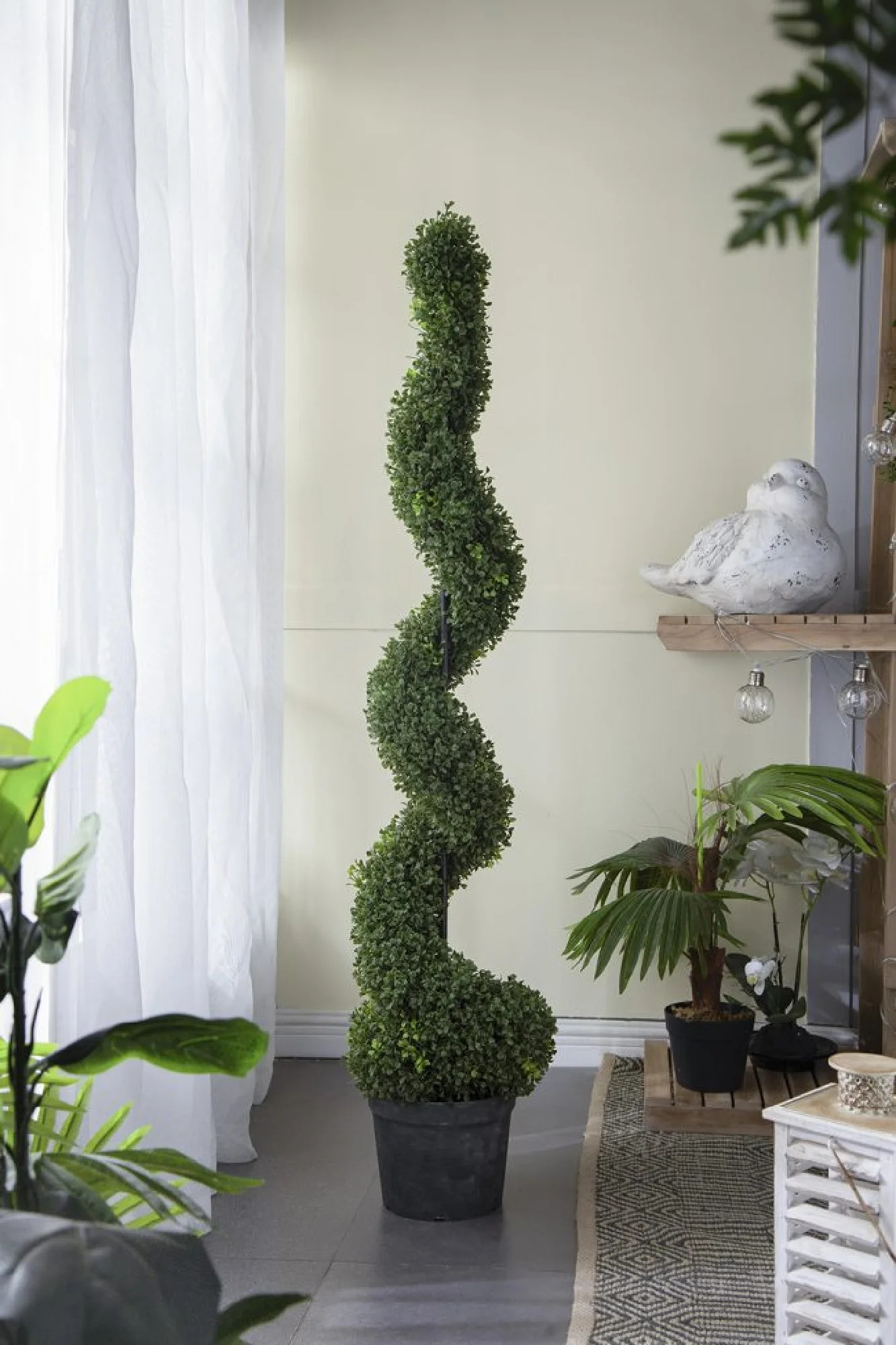 CC Home Furnishings Potted Spiral Boxwood Topiary Artificial Tree - 5'