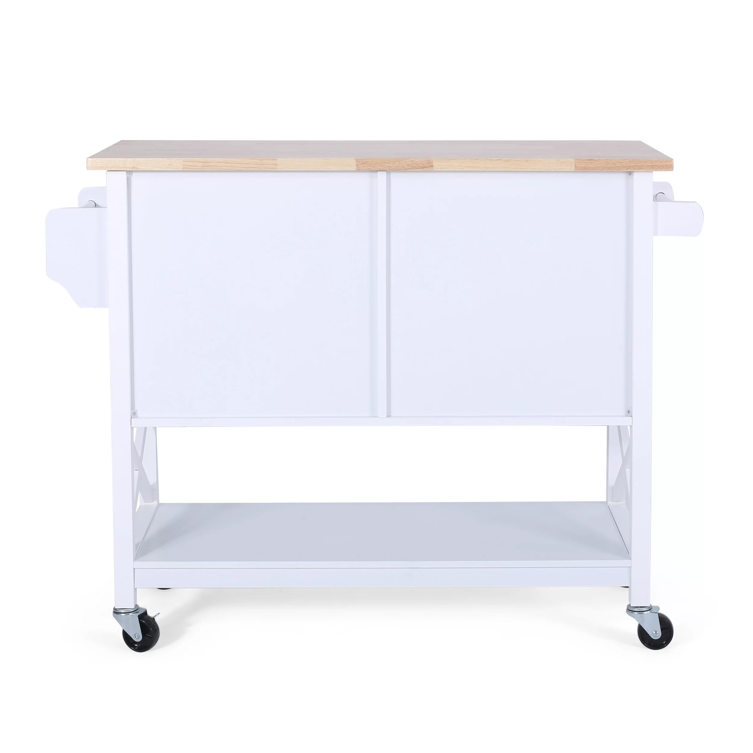 Noble House Finzer Wood Kitchen Cart, White, Natural