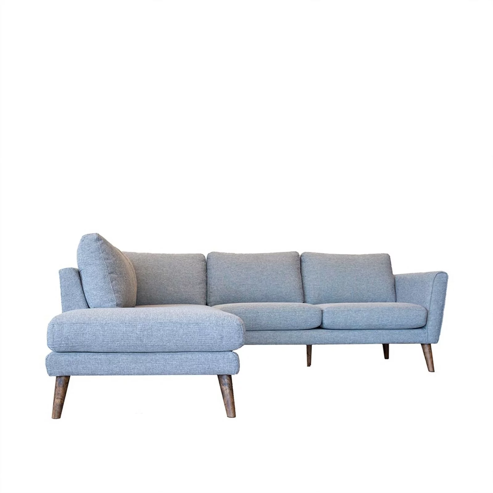 Mid-Century Modern Paisley Light Gray Sectional Sofa (Left Chaise)