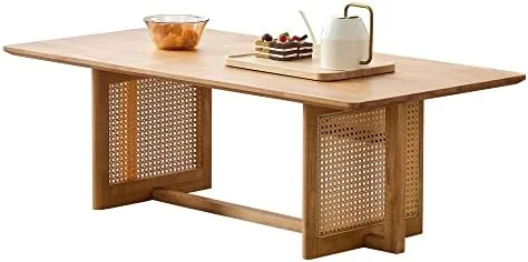 KHBIULIFE Wood Coffee Table Modern Coffee Tables for Living Room  Rectangular Living Room Tables-Tea Table with Wooden Frame Good for Small Spaces Center Table (Natural Wood Color  47.27\