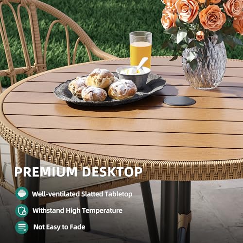 YITAHOME 5 Pieces Outdoor Patio Dining Table Chair Set,Wicker Patio Dining Set,Outdoor Rattan Dining Table Set for Patio, Backyard, Balcony, Garden (with Umbrella Hole)