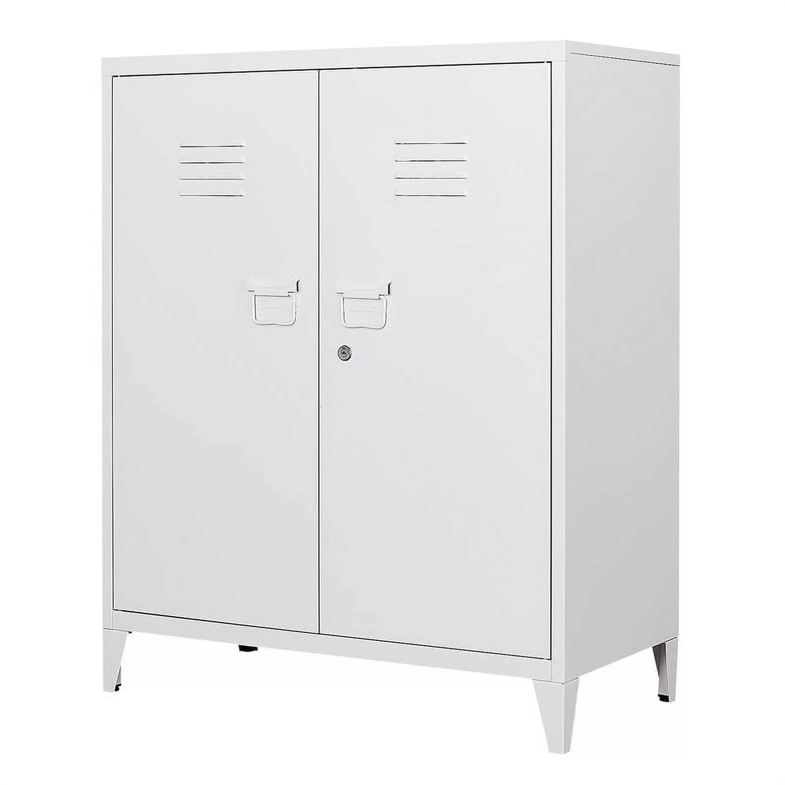 MIIIKO Metal Locker with 2 Doors, Metal Storage Sideboard Accent Cabinets for Kitchen, Pantry, Home Office and Garage
