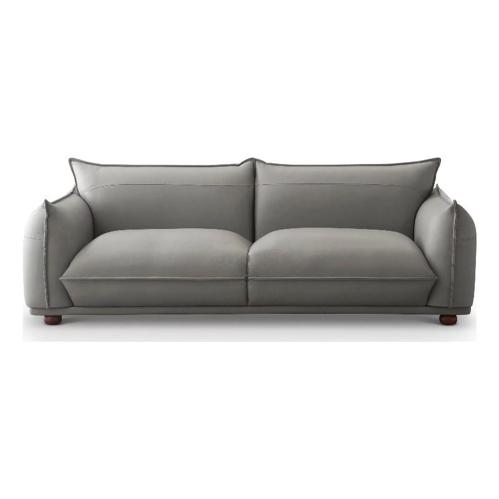 Maner Mid-Century Modern Luxury Living Room Couch in Gray Leather