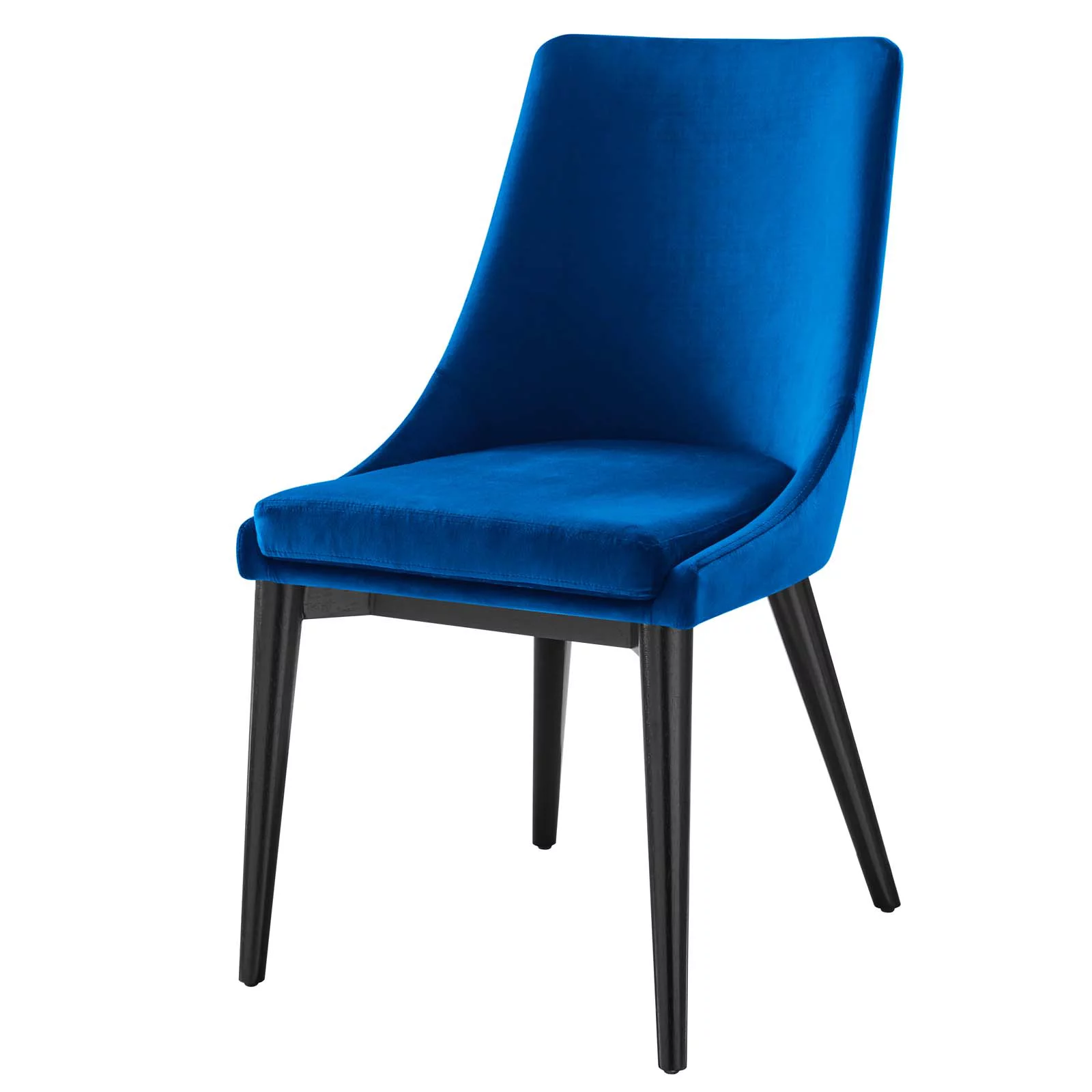 Side Dining Chair, Blue Navy, Velvet, Modern Contemporary, Kitchen Room Cafe Bistro Restaurant Hospitality