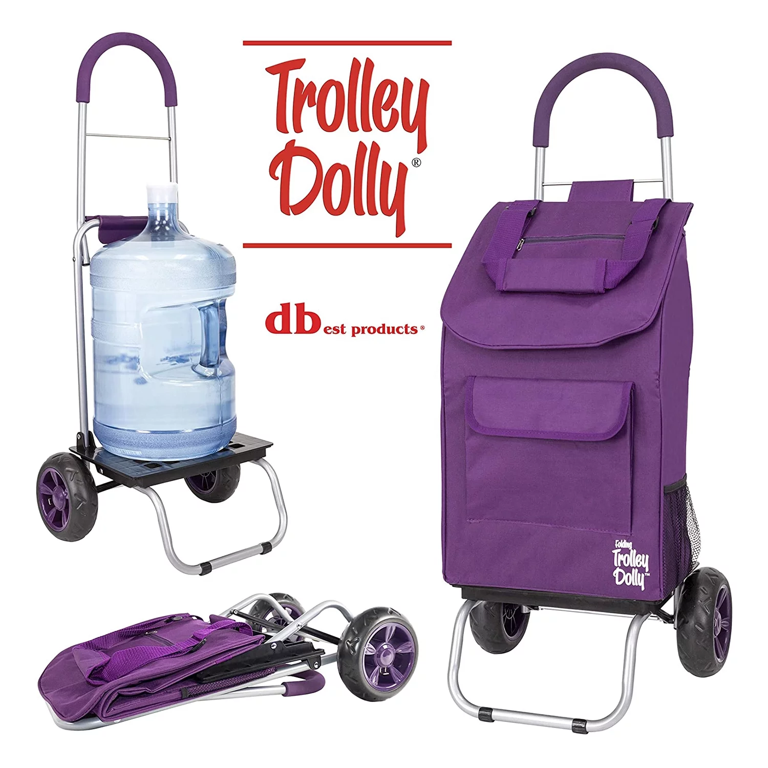 dbest products Trolley Dolly, Purple Shopping Grocery Foldable Cart