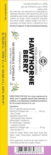 Solgar Full Potency Hawthorne Berry Vegetable Capsules, 100 Count