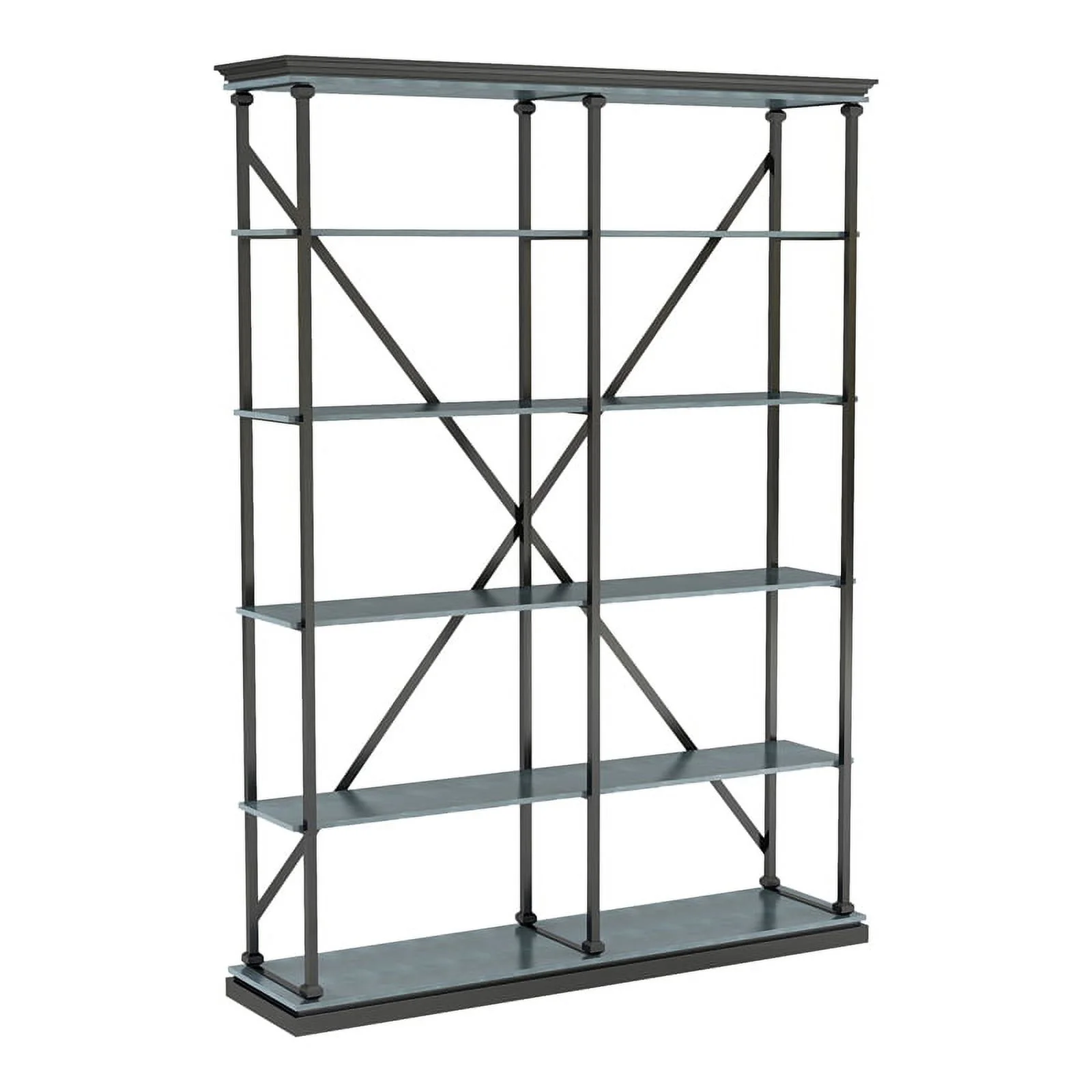 Furniture of America Toggin Industrial Metal 58-Inch Bookcase in Antique Blue