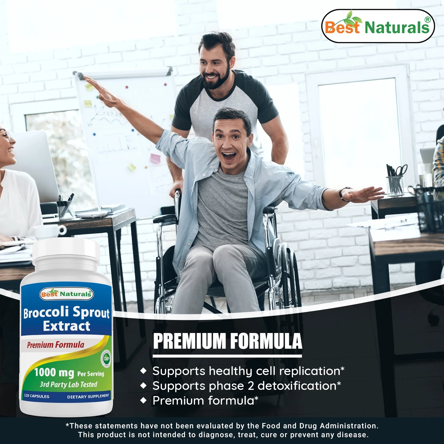 2 Pack Best Naturals Broccoli Sprouts Extract 1000 mg 120 Capsules